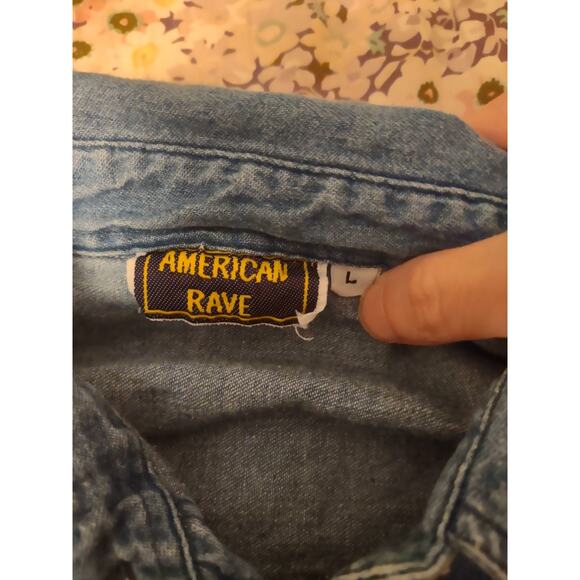 Vintage American Rave Chambray Button Up Shirt Classic Lightweight Casual - Picture 2 of 5